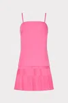 Milly Nola Pleated Flounce Cotton Poplin Mini Dress In Pink