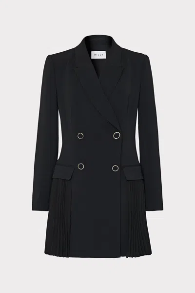 Milly Noora Pleated Blazer Mini Dress In Black