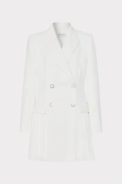 Milly Noora Pleated Blazer Mini Dress In White
