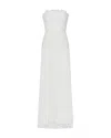 Milly Norelle Strapless Mixed Laces Pleated Dress In White