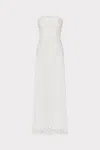 Milly Norelle Strapless Mixed Laces Pleated Dress