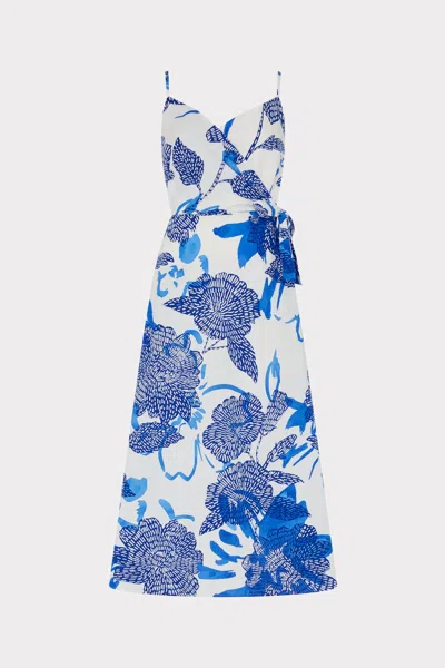 Milly Norma Brushwork Floral Poplin Wrap Dress