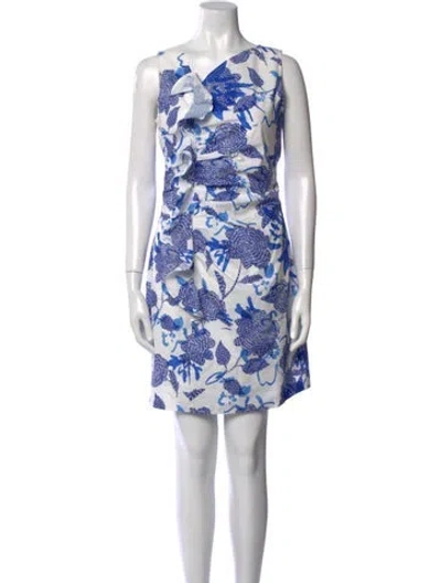 Pre-owned Milly Novella Brushwork Floral Shift Dress Mini Dress W/ Tags In White