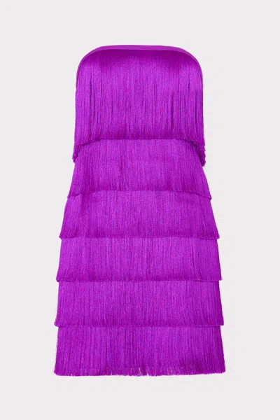 Milly Nuoir Metallic Fringe Mini Dress In Pink