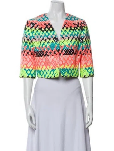 Pre-owned Milly Nylon Printed Evening Jacket In Orange