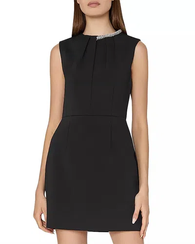 Milly Nyra Crepe Crystal Embellished Dress In Black