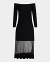 Milly Off The Shoulder Sheer Knit Mini Dress In Black