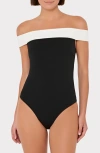 Milly Solid Off-the-shoulder One Piece Swimsuit In Black
