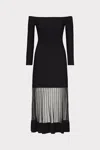 Milly Off The Shoulder Sheer Knit Mini Dress In Black