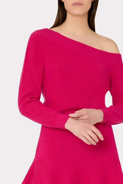 Milly Off The Shoulder Sweater In Fuchsia In Pink