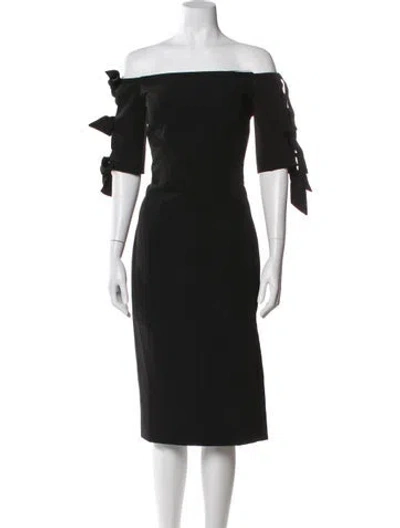 Pre-owned Milly Off-the-shoulder Knee-length Dress In Black