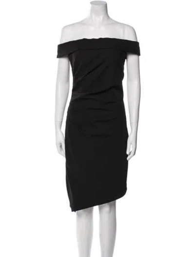 Pre-owned Milly Off-the-shoulder Knee-length Dress In Black