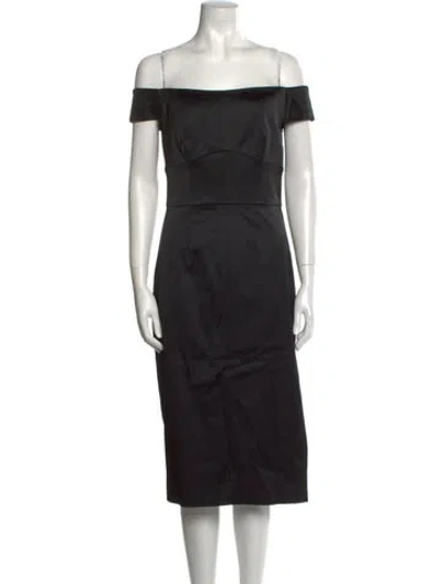 Pre-owned Milly Off-the-shoulder Knee-length Dress In Black