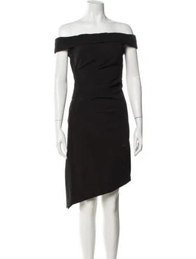 Pre-owned Milly Off-the-shoulder Knee-length Dress In Black