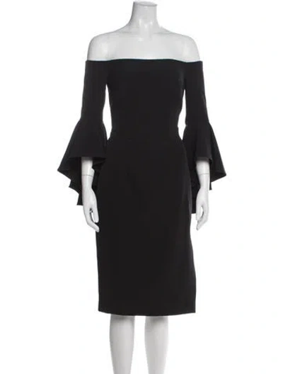 Pre-owned Milly Off-the-shoulder Knee-length Dress In Black