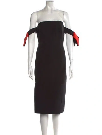 Pre-owned Milly Off-the-shoulder Knee-length Dress In Black
