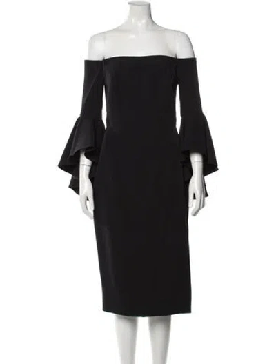 Pre-owned Milly Off-the-shoulder Knee-length Dress In Black
