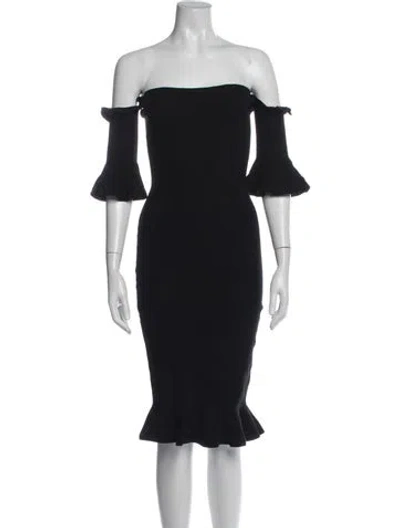 Pre-owned Milly Off-the-shoulder Knee-length Dress In Black