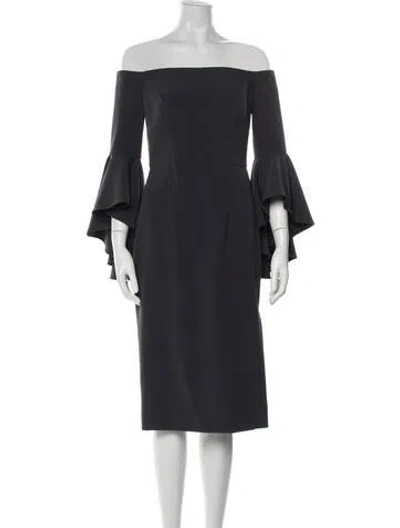 Pre-owned Milly Off-the-shoulder Knee-length Dress In Blue