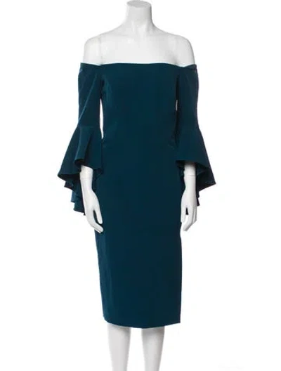 Pre-owned Milly Off-the-shoulder Knee-length Dress In Blue