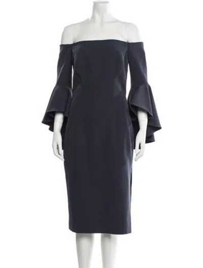 Pre-owned Milly Off-the-shoulder Knee-length Dress In Blue