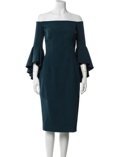 Pre-owned Milly Off-the-shoulder Knee-length Dress In Blue