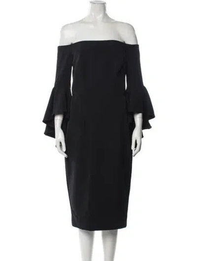 Pre-owned Milly Off-the-shoulder Knee-length Dress In Blue