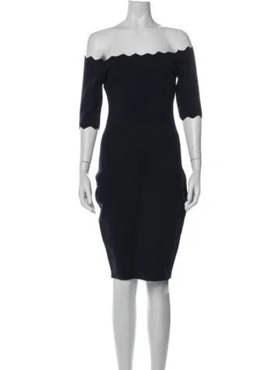 Pre-owned Milly Off-the-shoulder Knee-length Dress In Blue