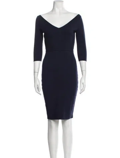 Pre-owned Milly Off-the-shoulder Knee-length Dress In Blue