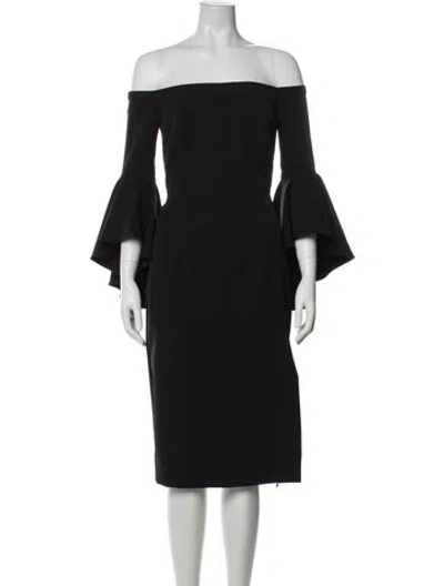 Pre-owned Milly Off-the-shoulder Knee-length Dress In Gray