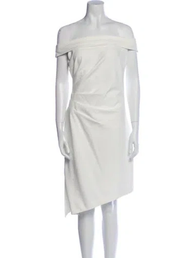 Pre-owned Milly Off-the-shoulder Knee-length Dress In Neutral
