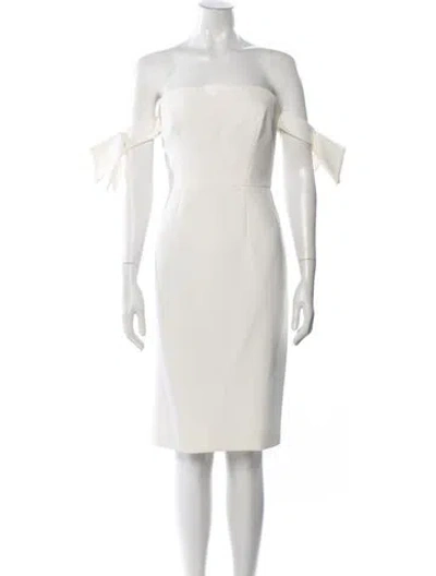Pre-owned Milly Off-the-shoulder Knee-length Dress In Neutral