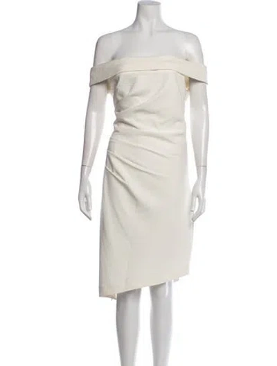 Pre-owned Milly Off-the-shoulder Knee-length Dress In Neutrals