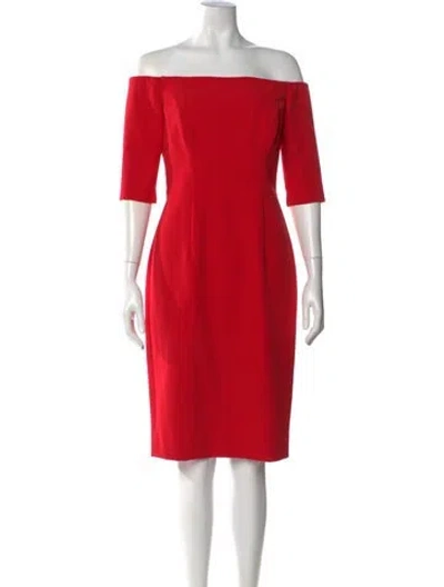 Pre-owned Milly Off-the-shoulder Knee-length Dress In Orange