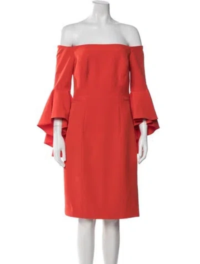 Pre-owned Milly Off-the-shoulder Knee-length Dress In Red