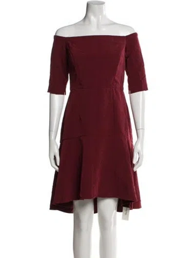 Pre-owned Milly Off-the-shoulder Knee-length Dress In Red