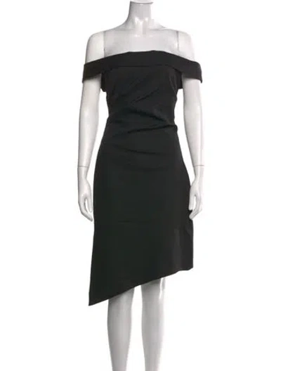 Pre-owned Milly Off-the-shoulder Knee-length Dress W/ Tags In Black