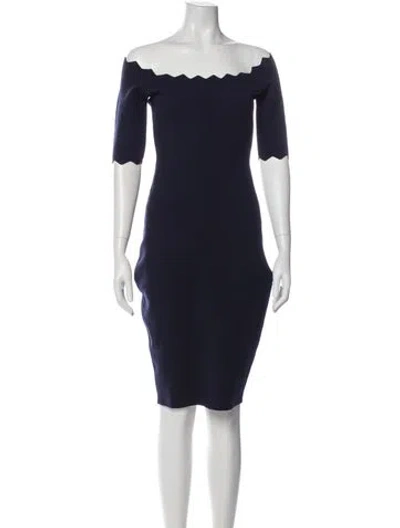 Pre-owned Milly Off-the-shoulder Knee-length Dress W/ Tags In Blue