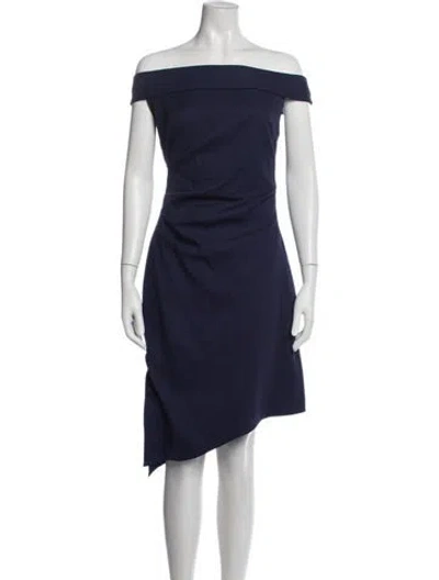 Pre-owned Milly Off-the-shoulder Knee-length Dress W/ Tags In Blue