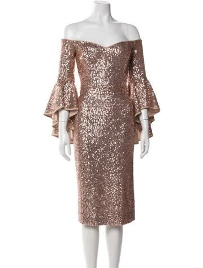 Pre-owned Milly Off-the-shoulder Knee-length Dress W/ Tags In Pink