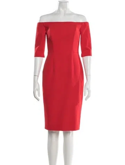 Pre-owned Milly Off-the-shoulder Knee-length Dress W/ Tags In Red