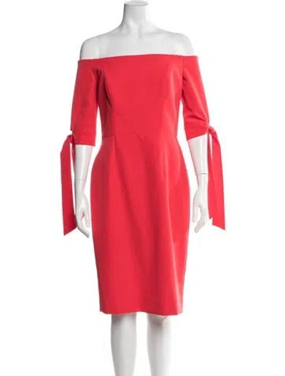 Pre-owned Milly Off-the-shoulder Knee-length Dress W/ Tags In Red
