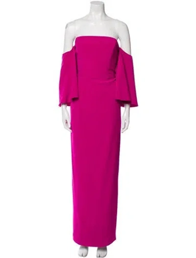 Pre-owned Milly Off-the-shoulder Long Dress In Purple