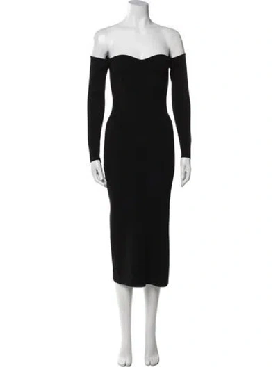 Pre-owned Milly Off-the-shoulder Midi Length Dress In Black