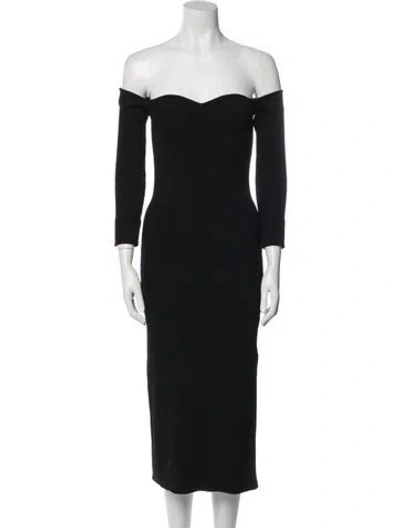 Pre-owned Milly Off-the-shoulder Midi Length Dress In Black