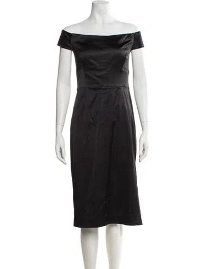 Pre-owned Milly Off-the-shoulder Midi Length Dress In Black