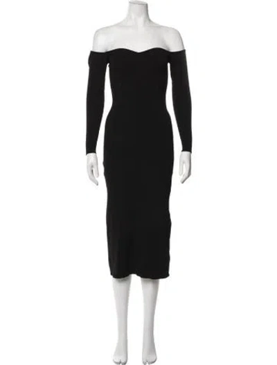 Pre-owned Milly Off-the-shoulder Midi Length Dress In Black