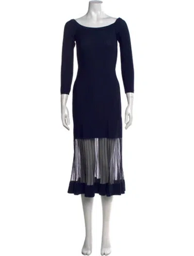 Pre-owned Milly Off-the-shoulder Midi Length Dress In Blue
