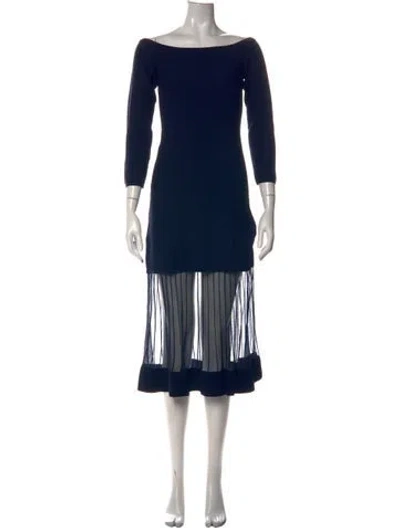 Pre-owned Milly Off-the-shoulder Midi Length Dress W/ Tags In Blue