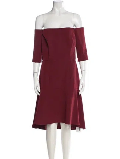 Pre-owned Milly Off-the-shoulder Midi Length Dress W/ Tags In Burgundy
